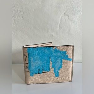 NEW Coach X Jean Michel Basquiat Men Bifold Wallet C5444 Cream pebbled leather